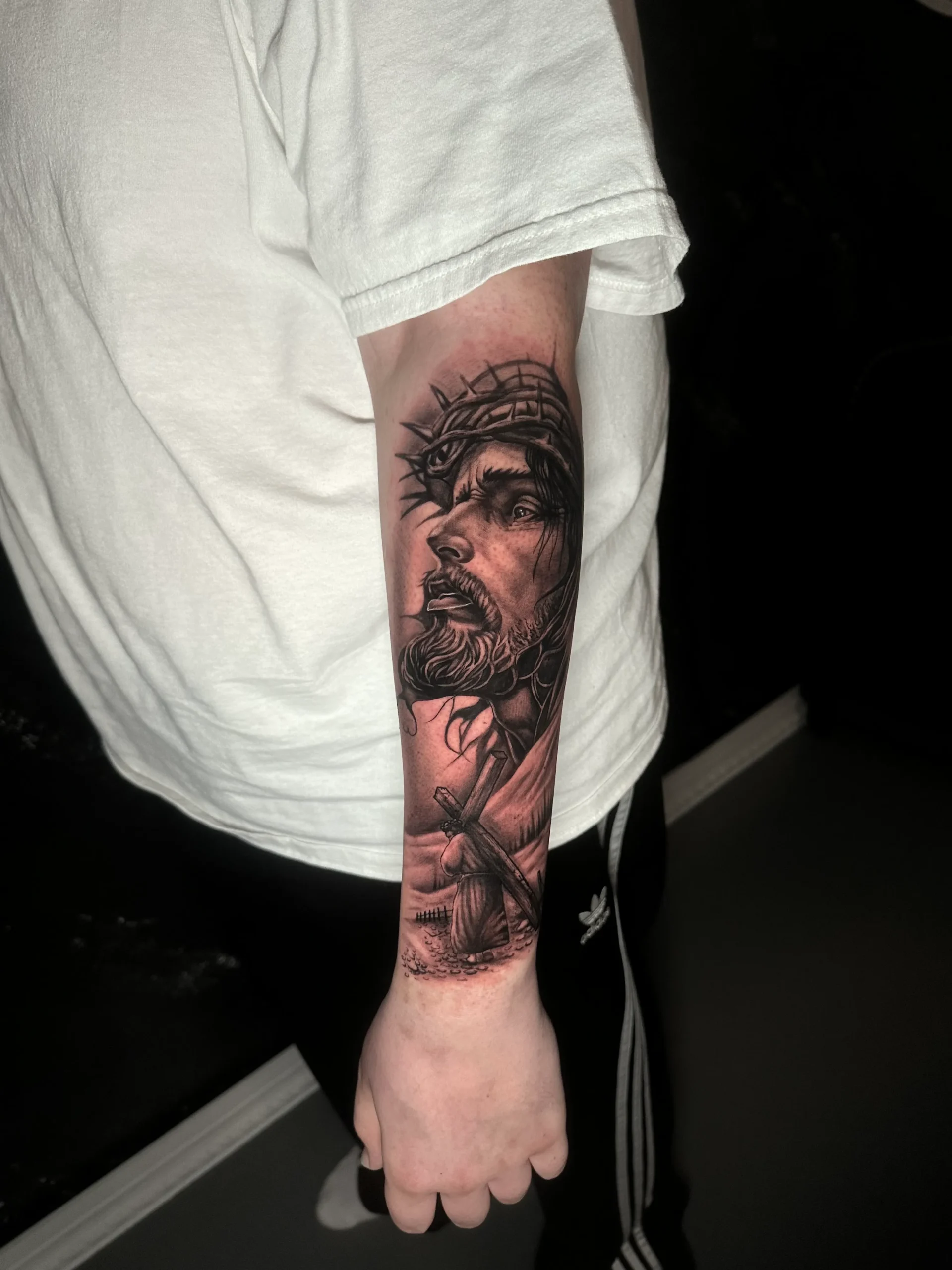 Realism Jesus Arm Tattoo